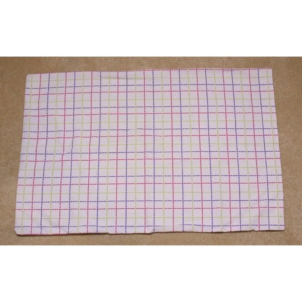 JCP Home Pillowcase Standard Stripe Purple Pink Green White Cotton Blend 31x20